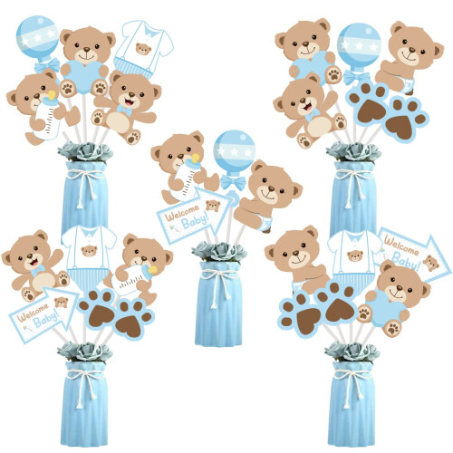 Cheereveal 24 Pieces Bear Baby Shower Centerpiece Sticks Bear Theme Boy ...