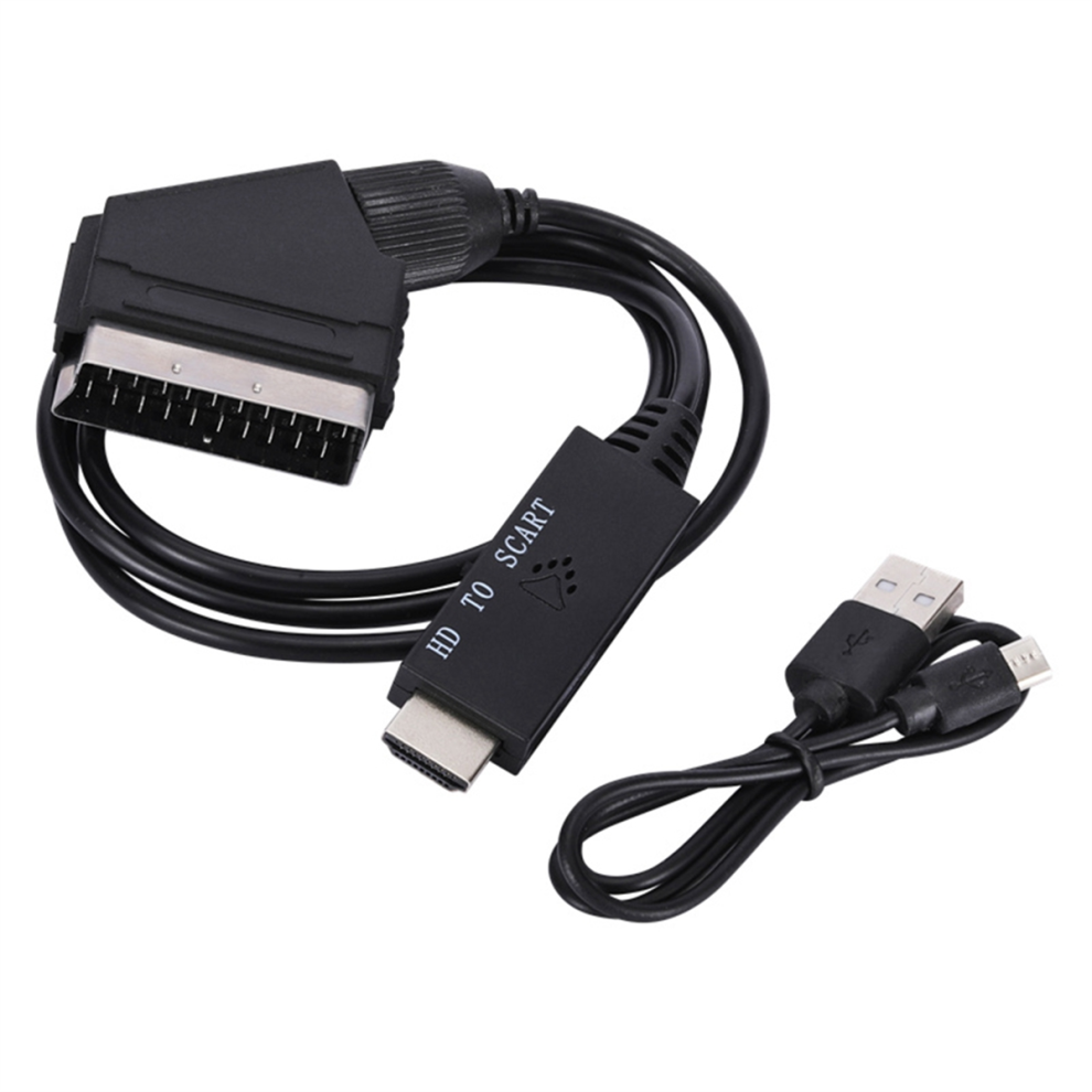 Adapter Cable Low Power Consumption With Usb Power Cable Hdmi-Compatible To Scart Audio Video Adapter Plug And Play Black 4853482275307