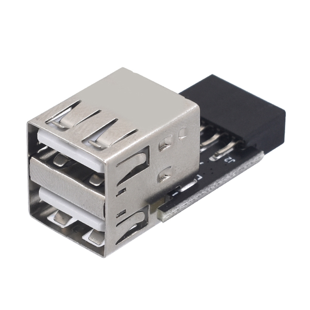 Photos - Card Reader / USB Hub 9Pin to 2 Port USB Adapter Connector PC Internal Motherboard USB2.0 Type A Female Converter for Desktop Computer