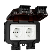 Presa elettrica impermeabile IP66 220V, spina a muro nera con interruttore integrato, elettrodomestici UE (B)