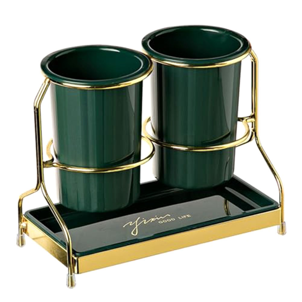 Tableware with Metal Rack, Kitchen Utensil Holder Crock,Utensil Holder Flatware Cutlery Storage Organizer for Table,C-image-OPC-PH72NZK-NEW