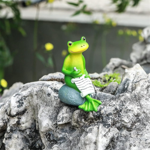 Luce solare per statua da giardino a forma di rana, lanterna