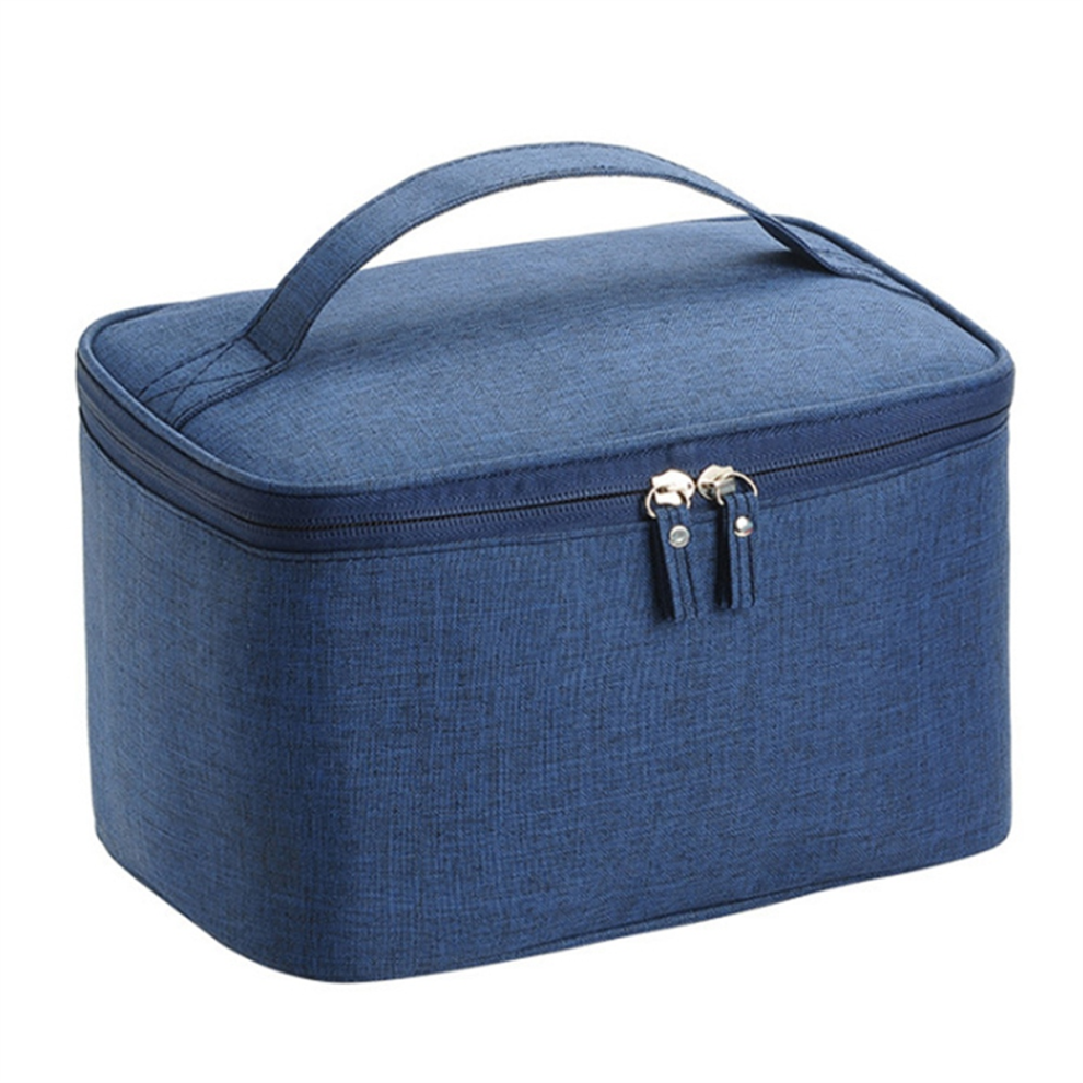 Trousse de toilette de voyage pour homme, trousse de maquillage imperméable en tissu Oxford, trousse de rangement pour cosmétiques pour femme, bleu