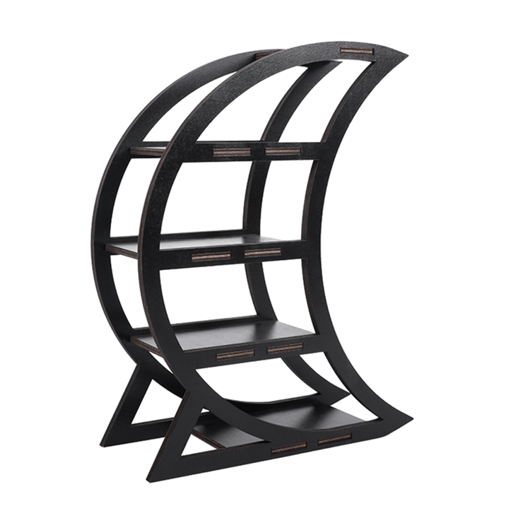 Mensola Espositiva In Cristallo Di Legno, Portaoggetti In Cristallo Per Pietre E Oli Essenziali, Mensole Decorative Nere Da Tavolo