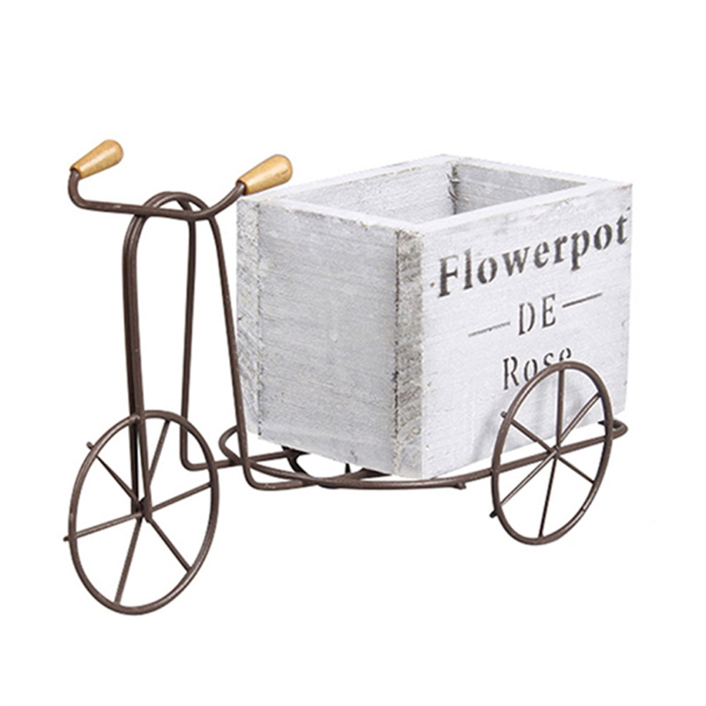 Pot de fleurs rétro en bois en forme de vélo, jardinière succulente, art du fer, support de fleurs, décoration de jardin, artisanat