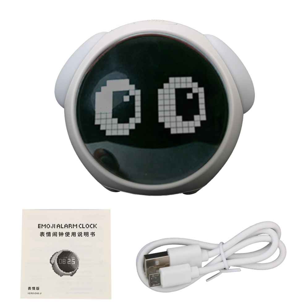 Typecat For Home Digital Led Night Light Voice Controlled Light Multifunctional Child Alarm Clock Cute Expression Alarm Clock(A)
