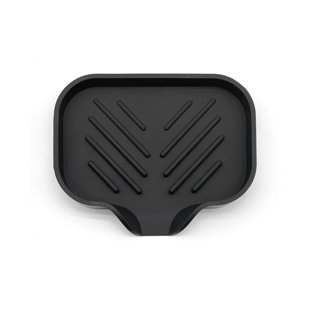 Porte-savon auto-drainant en silicone pour évier de cuisine, plateau à vaisselle, organiseur de comptoir, taille S, noir