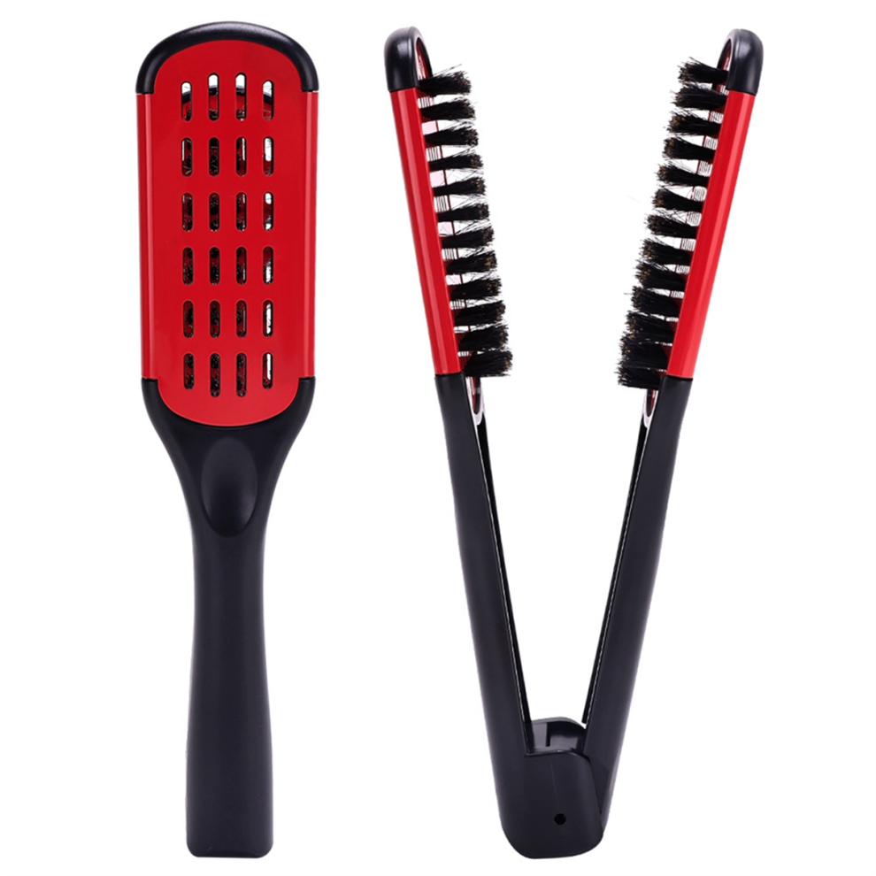 Typecat Unisex Gold Boar Bristle Double Sided Brush Comb Clamp Anti-Static Hair Straightener Tool Comb Hair Splint Comb,