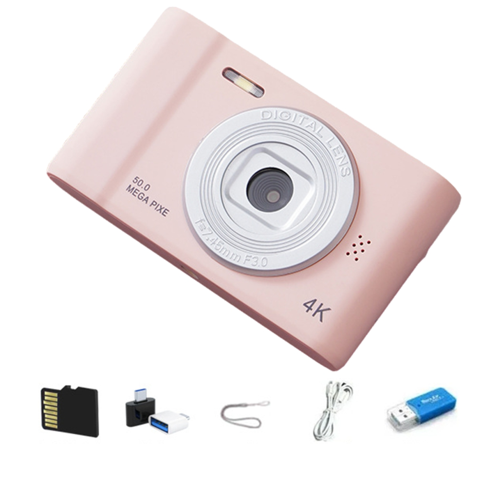 4K Digital Camera Hd Photography Travel Selfie Camara 2.4Inch Selfie Mini Retro Cam Pink 4853482215983
