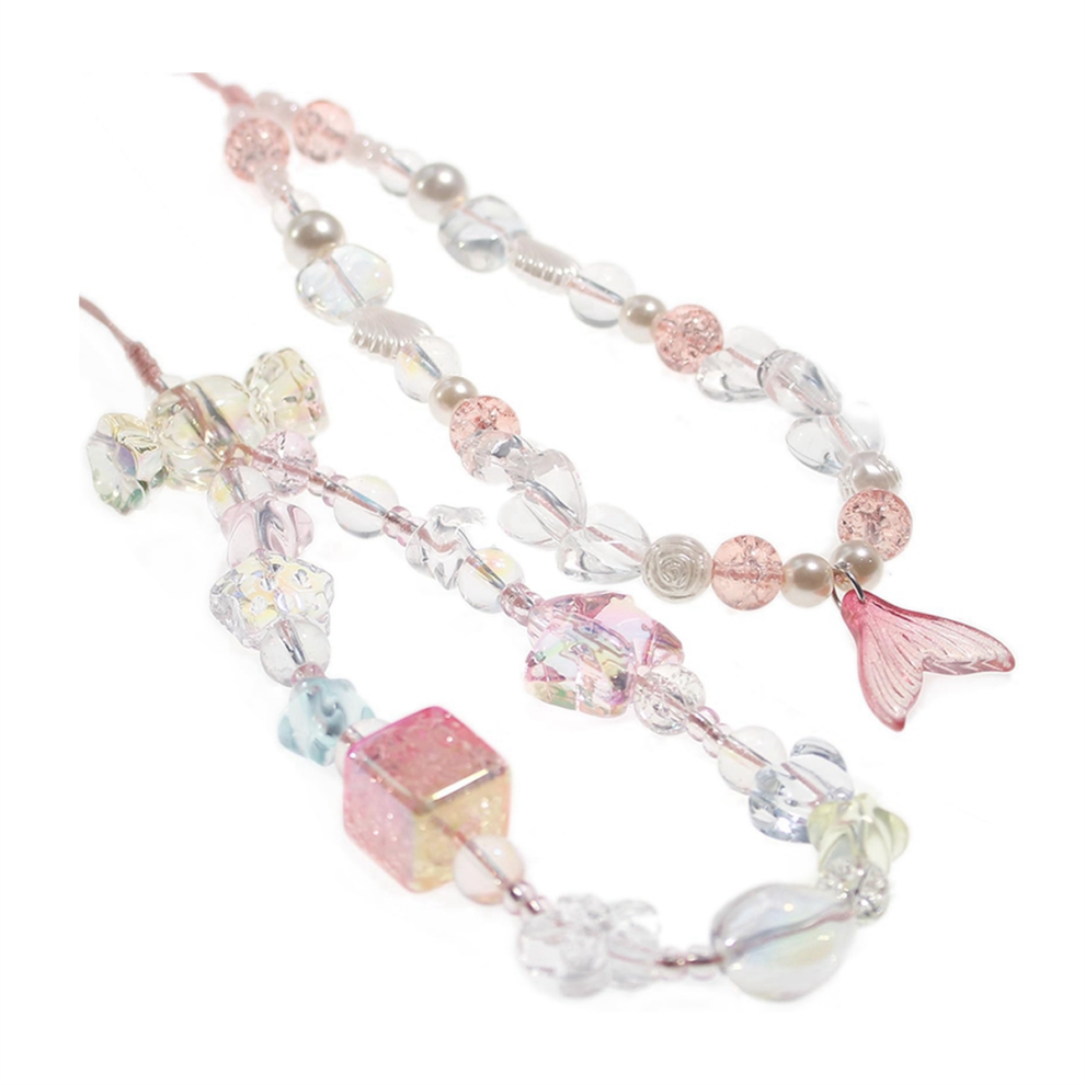 Breloques de téléphone en perles, dragonne en perles, jolie dragonne pour appareil photo, porte-clés décoratif pour portefeuille