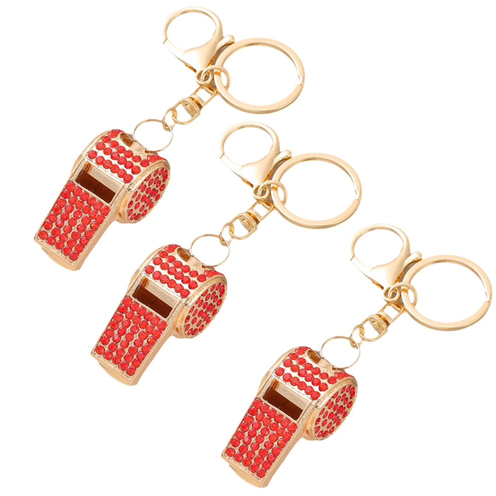 Portachiavi Con Ciondolo In Metallo A Forma Di Fischietto Per Arbitro Con Diamanti Incastonati In Rosso Squisito