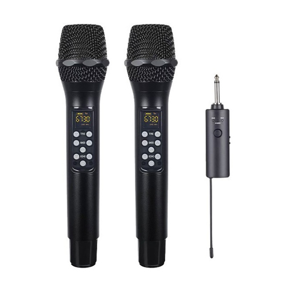 Microfono Wireless A Doppio Canale Uhf, Microfono Dinamico Portatile, Ricevitore Con Ricevitore Ricaricabile Per Karaoke Sul Palco