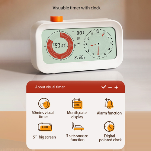 Digital Productivity Visual Clock Digital Visual Count Up/Down Function Alarm Calendar Display Clock Sound Reminder Kids 2