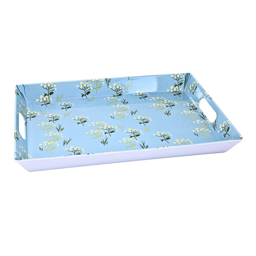 Serving Tray 38cm Blue Blossom Design Melamine Rectangle Food Meal Snacks Dining