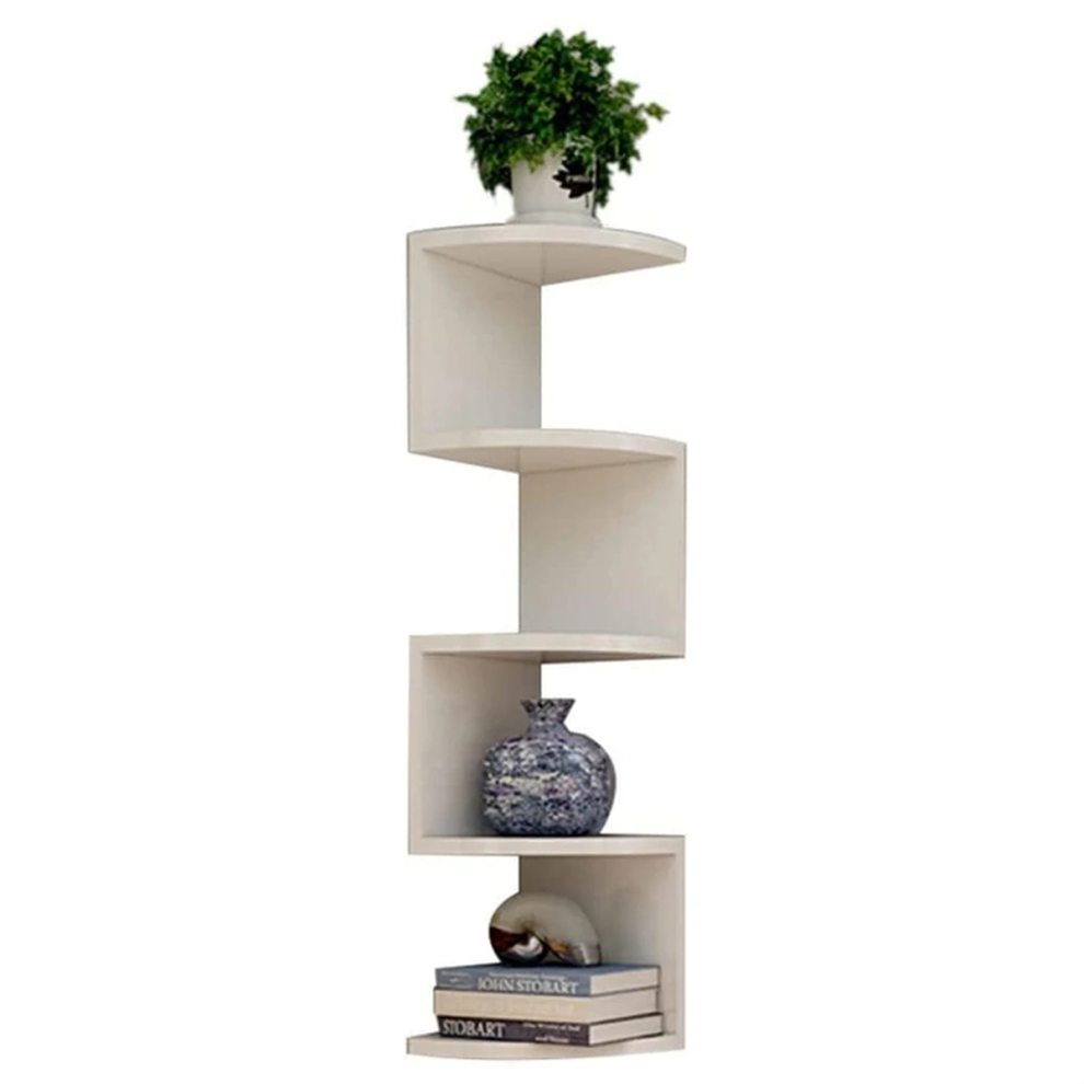 Étagère de rangement d'angle murale classique à 5 niveaux, cloisons semi-circulaires pour bibliothèque, rangement et décoration B
