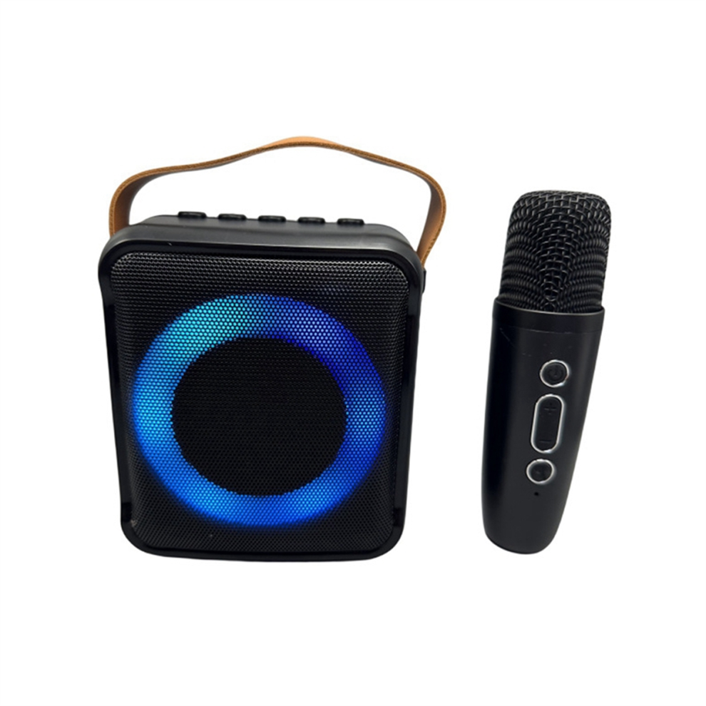 Microphone portable audio Bluetooth multifonctionnel, lampe d'ambiance LED colorée, haut-parleur karaoké pour la maison, 1 microphone