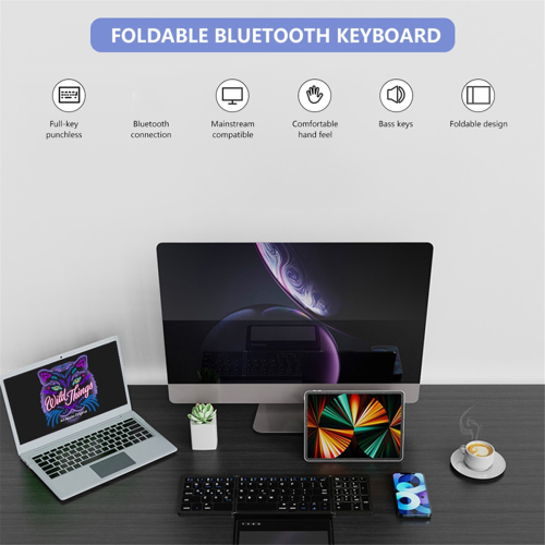 Foldable Bluetooth Keyboard with Touchpad Pocket Folding Keyboard for Laptop Tablet Wireless Rechargeable Keyboard 2