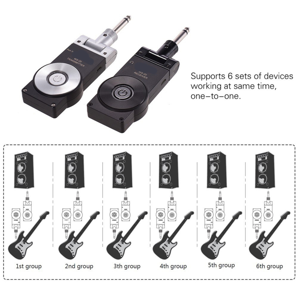 2.4G Guitar Wireless System Transmitter Receiver Rechargeable 180 Rotatable 4853482229959