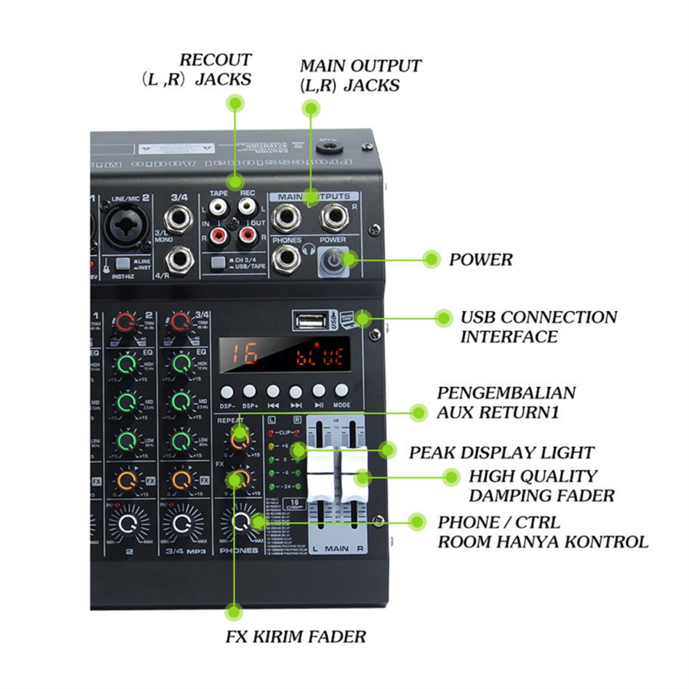 Console de mixage audio de studio 4 canaux HM-4M pour enregistrement sur PC, DJ, scène, famille, karaoké, campus, discours, réunion