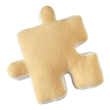 Plyšový vankúš s puzzle, nepravidelný tvar, zábavný vankúš s puzzle, vhodný na pohovku a posteľ, žltý