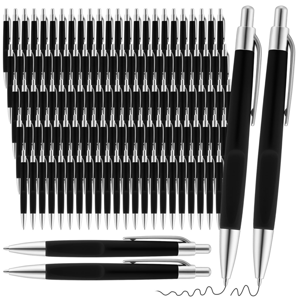 Typecat 100 Pieces Retractable Ballpoint Pens Ink Click Pens Bulk 0.7Mm Medium Point No Bleed Pen Set For School,Office Black