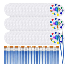 Conjunto de paletas de pincéis com 150 peças, paleta de tinta de plástico com 50 peças, 100 pincéis, bandeja de tinta para pintura em aquarela