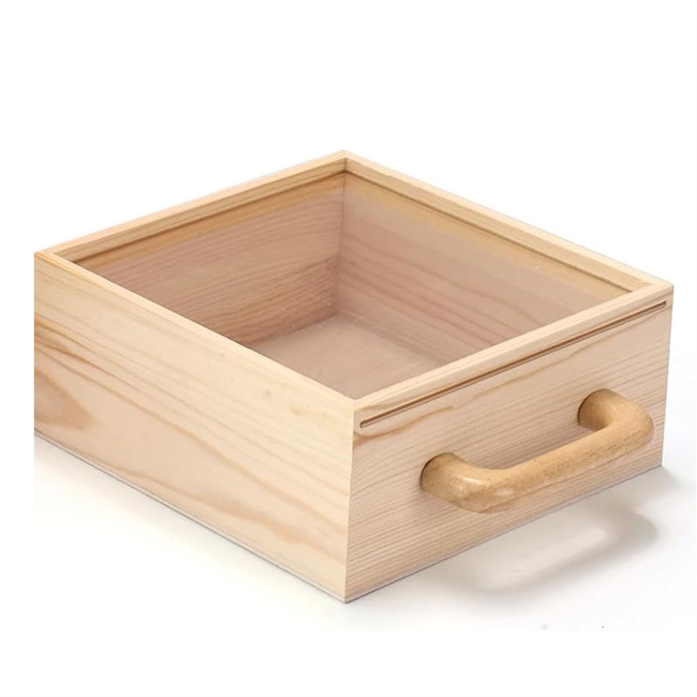 Organisateur de rangement de jouets, boîte de blocs de construction avec poignée et couvercle, coffre de présentation en bois naturel pour enfants