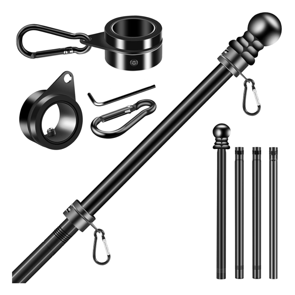 Typecat Flag Pole Set For House Porch, 5 Ft Thickened Stainless Steel Wall Mount Flagpole Rotating Flagpole Rings No Bracket