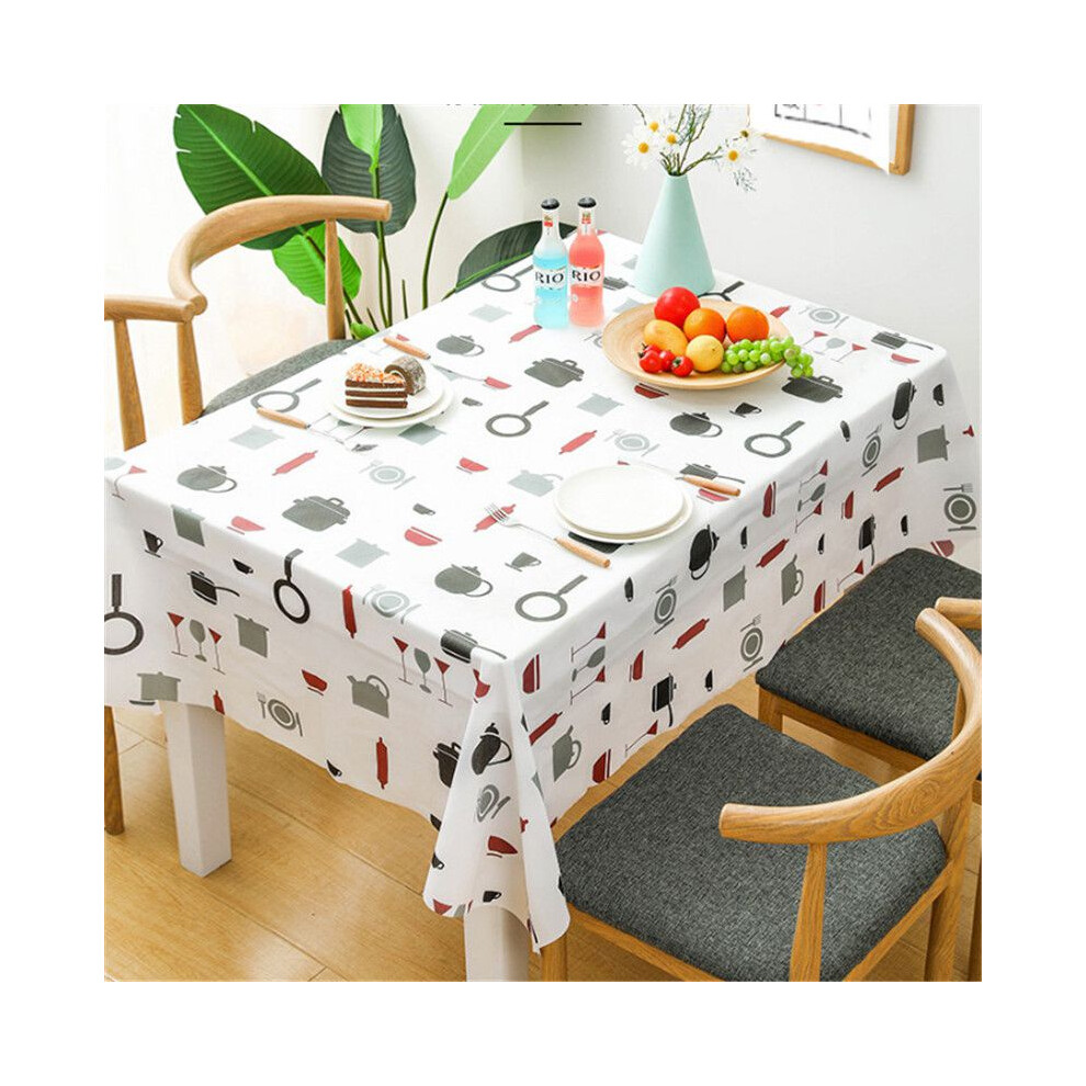 (White,137X180Cm (Tablecloth Only))Mantel Impermeable Simple Lindo Dibujos Animados PláStico Impermeable Hogar Comedor DecoracióN-image