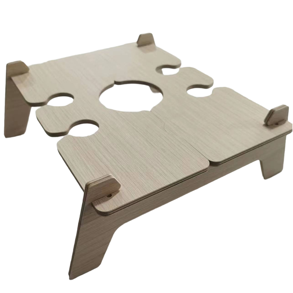 Table de pique-nique pliante en bois avec porte-verres, bureau rond pliable, support pour verres à vin, plateau à collations pour fêtes
