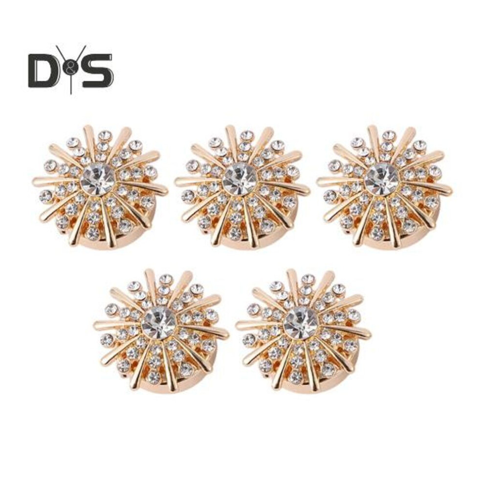 (as the picture, B) 5Pcs Rhinestone Button Covers Detachable Shirt Button Clips Fancy Buttons Dress Cufflinks Jewelry Decorative Buttons