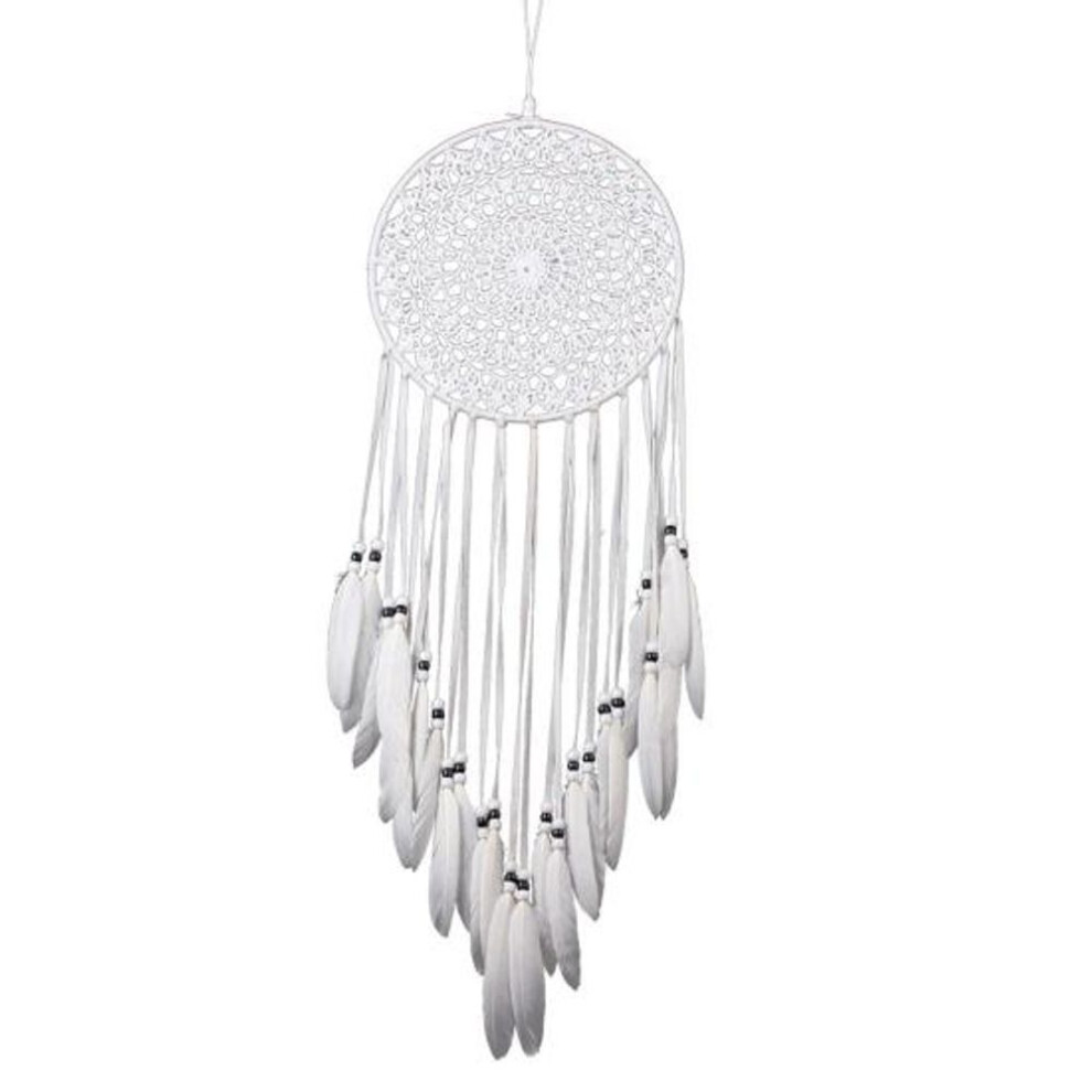 (white) Feather Tassel Hanging Dream Catcher Easy To Hang Delicate Nordic Style Pendant