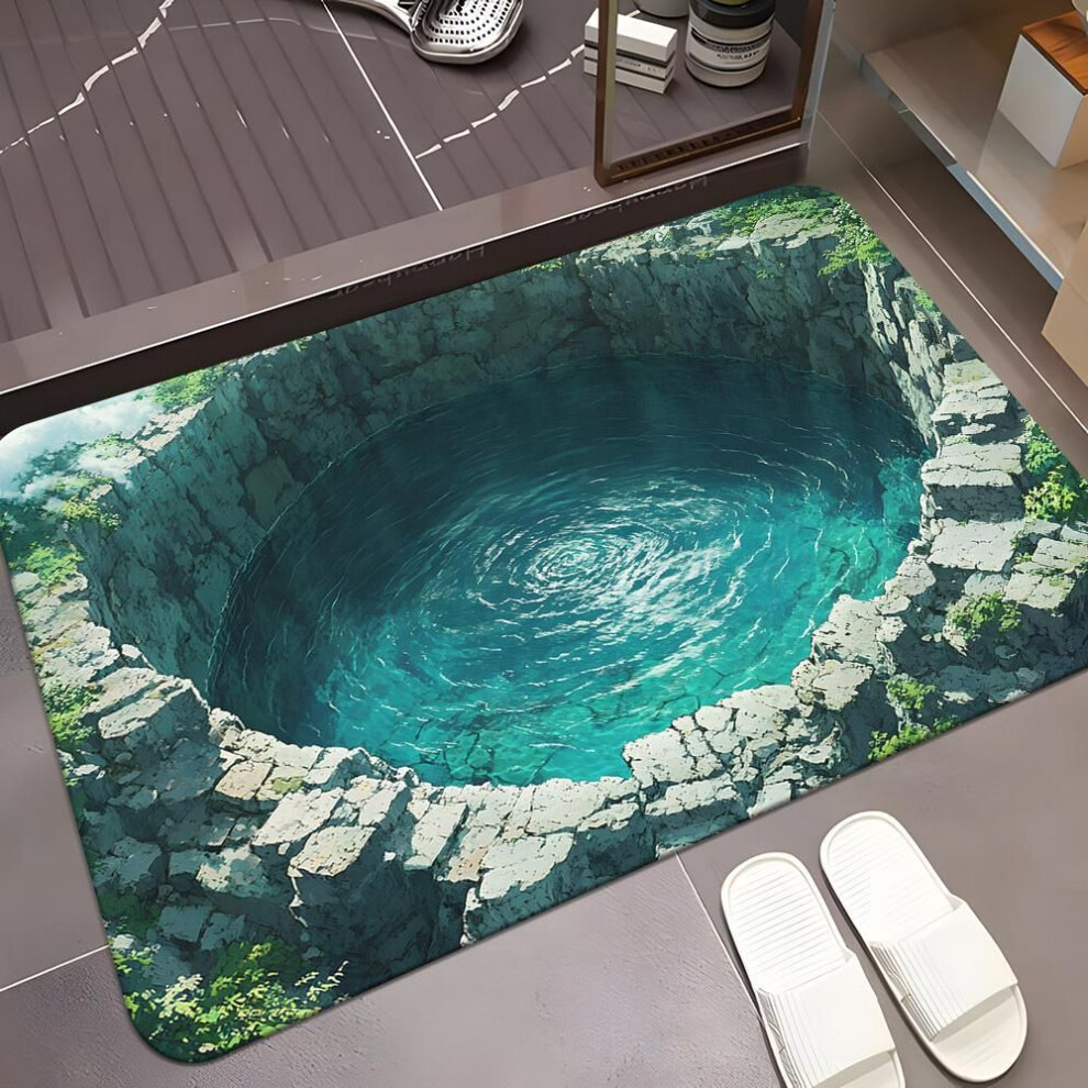 (80*120cm) 1pcs Anti Fatigue Kitchen Rugs,phantom Print Waterproof Non-slip Thick Cushioned Kitchen Mat Heavy Duty Comfort Standing Mat For Kitchen
