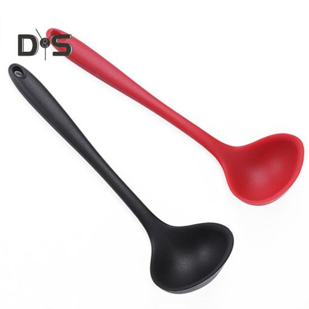 2pcs Heat Resistant Silicone Ladle Spoon Long Handle Hanging Hole Non-stick Mixing Spoon Kitchen Cooking Utensils Baking Tool