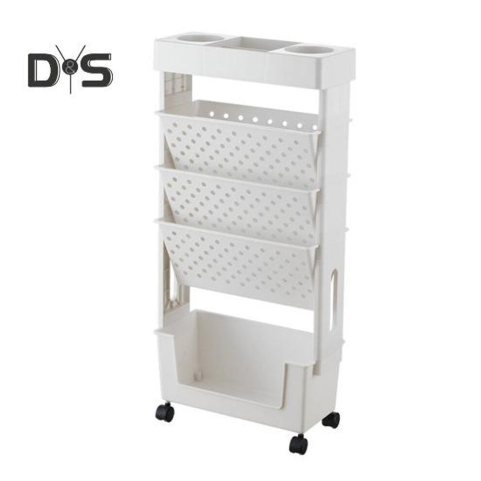 5-tier Mobile Bookshelf With Wheels Rolling Bookshelves Cart Book Document Cart Home Office Storage Organization
