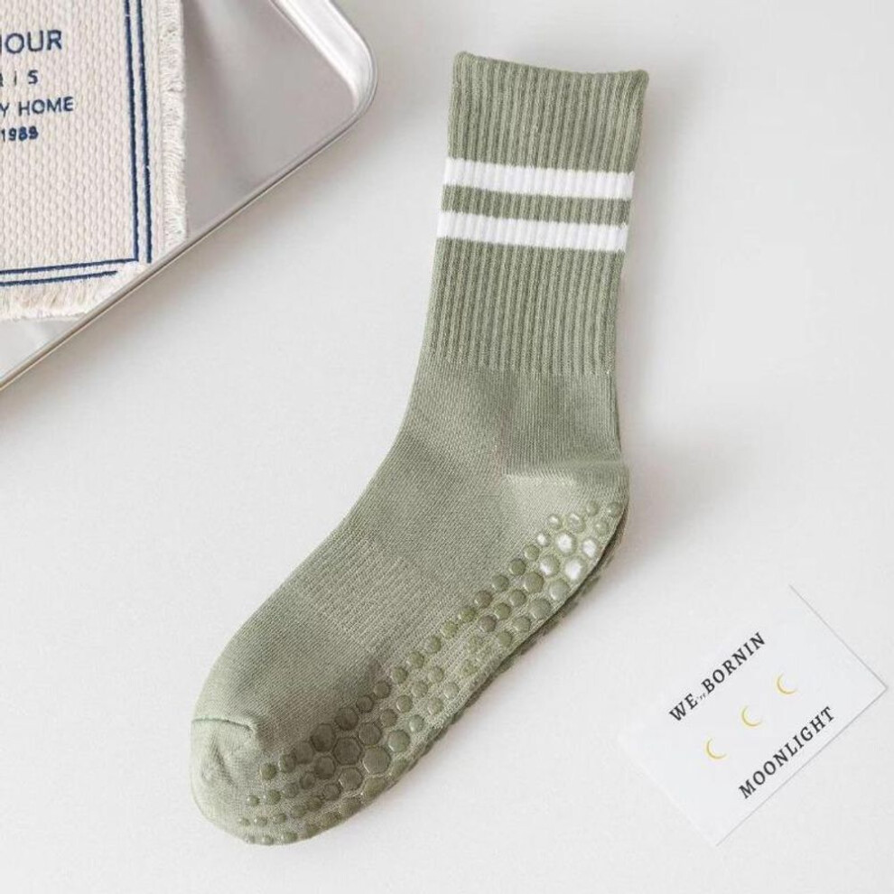 (green, one size) Pilates Socks For Women Yoga Socks Pure Cotton Non Slip Silicone Grips Indoor Sport Fitness Pilates Yoga Gym Dance Socks