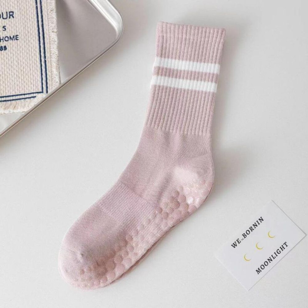 (pink, one size) Pilates Socks for Women Yoga Socks Pure Cotton Non Slip Silicone Grips Indoor Sport Fitness Pilates Yoga Gym Dance Socks