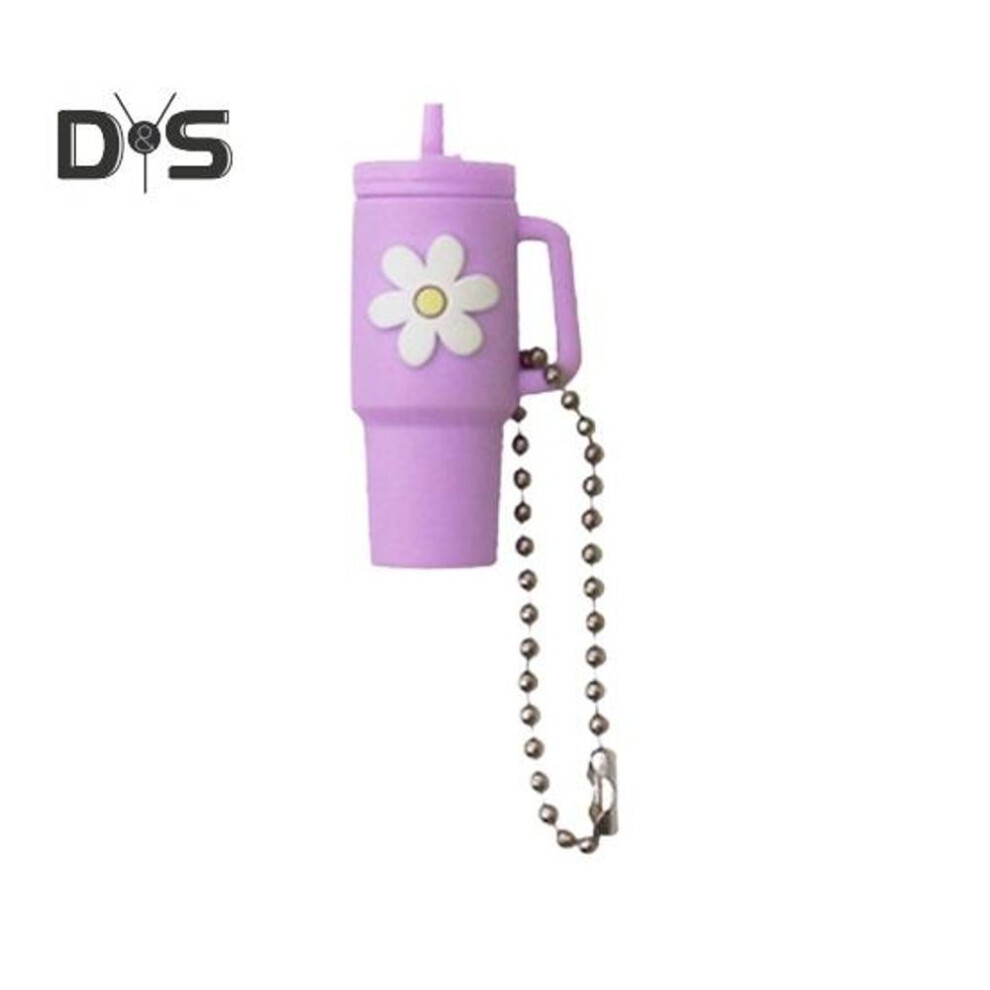 (Other) Milk Tea Cup Decoration Floral Print Keychain Pendant Food Grade Silicone Vibrant Color Mini Mug Shape Keychain Charm