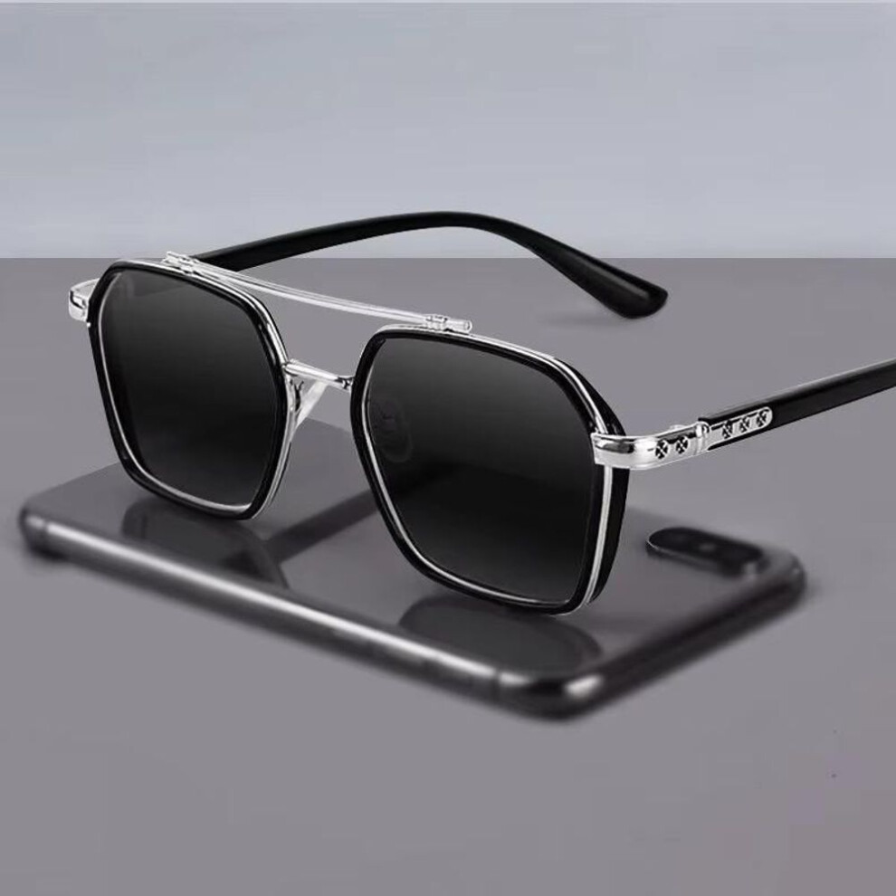 (black,silver) non-polarized Fashion polygon Retro Fishing Sunglasses Men Women Driving Fishing Sun Glasses Brand Designer Male Metal Sunglasses