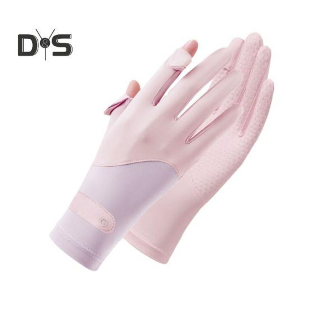 (pink) Thin Ice Silk Sun Gloves for Women Men UV Protection Driving Cycling Gloves with Touchscreen Fingers Non-Slip Breathable Summer Outdoor Gloves