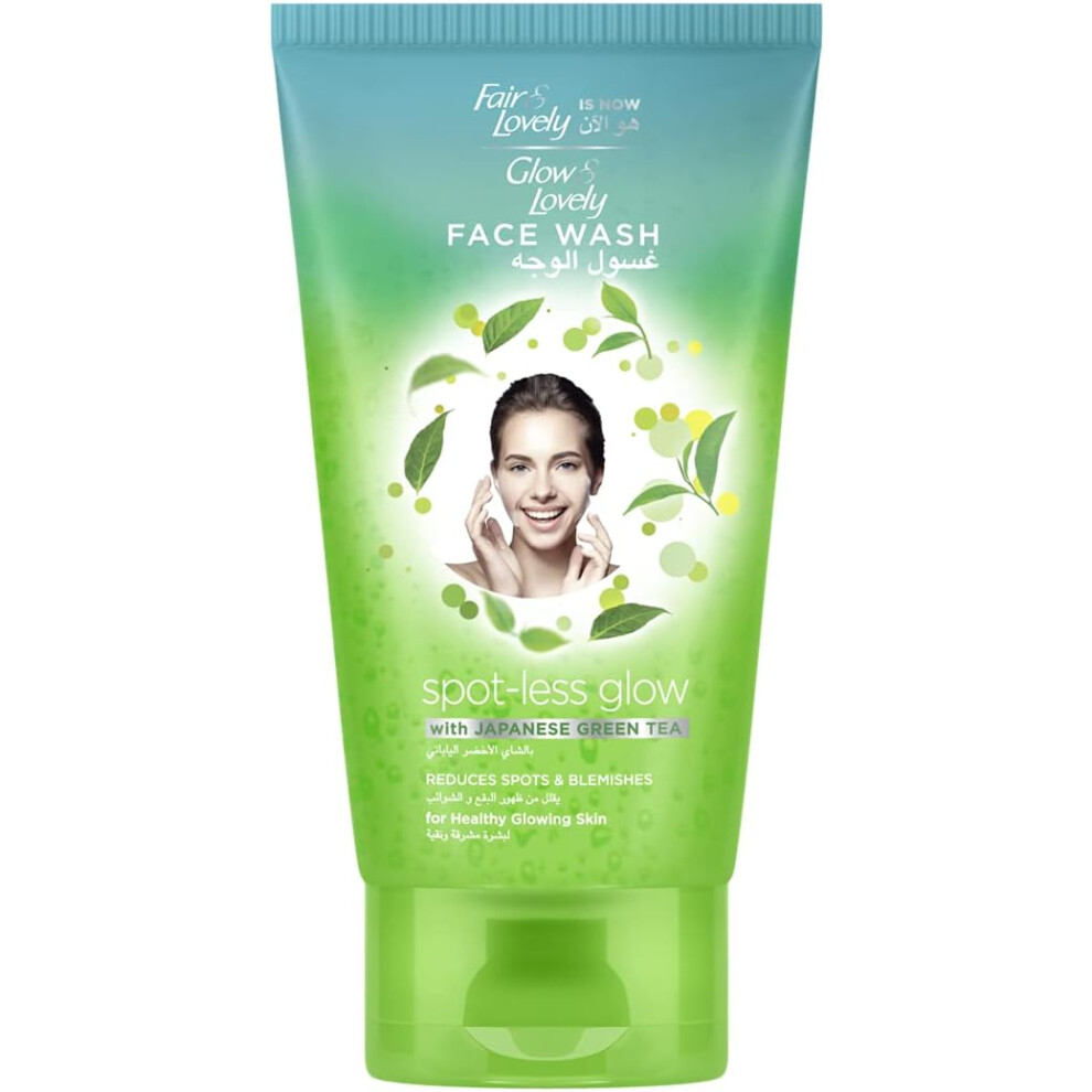 Glow & Lovely Spot-Less Glow Face Wash with Japanese Green Tea 150mL | Cleanser for Clear Skin | Fades Dark Spots & Blemishes | Daily Skin Care