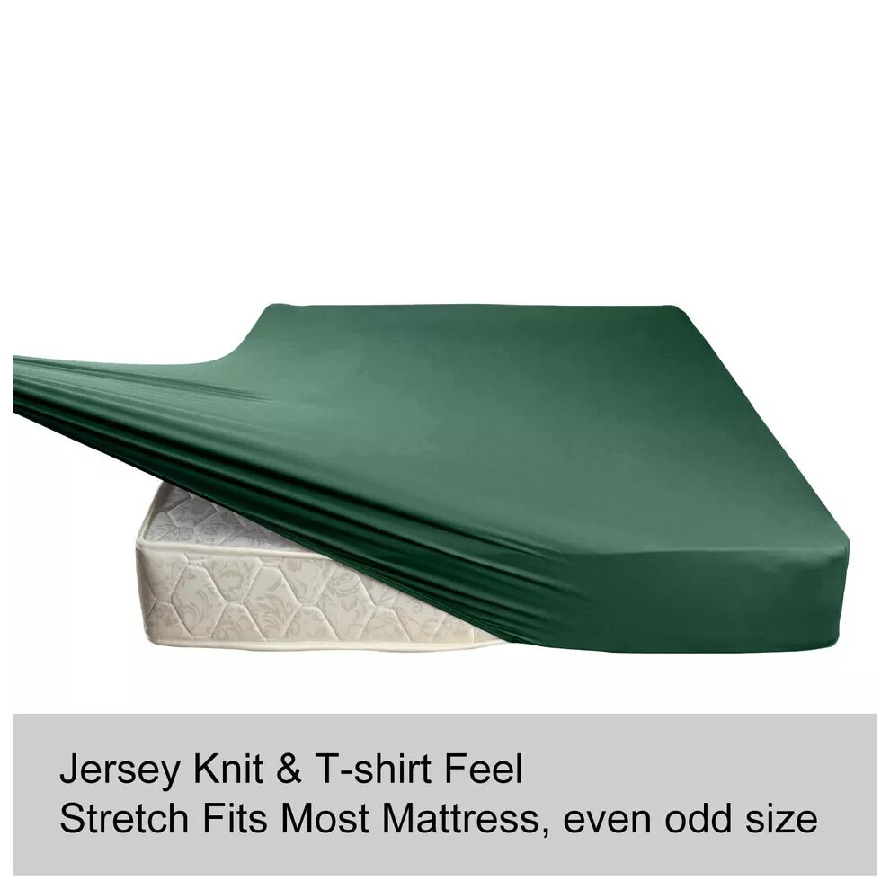 (Double: 120 x 200 cm, Emerald Green) Xtra Deep 30CM Elastic Fitted Sheets Hotel Quality Pure Cotton Fitted Bed Sheet-image-OPC-PFK5CPX-NEW