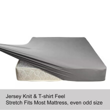 (Double: 120 x 200 cm, Grey) Xtra Deep 30CM Elastic Fitted Sheets Hotel Quality Pure Cotton Fitted Bed Sheet