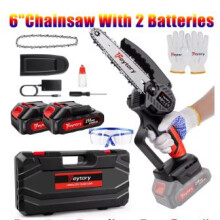 Feytory 6" Cordless Chainsaw 21V with 2 Batteries & 2 Chains for Wood