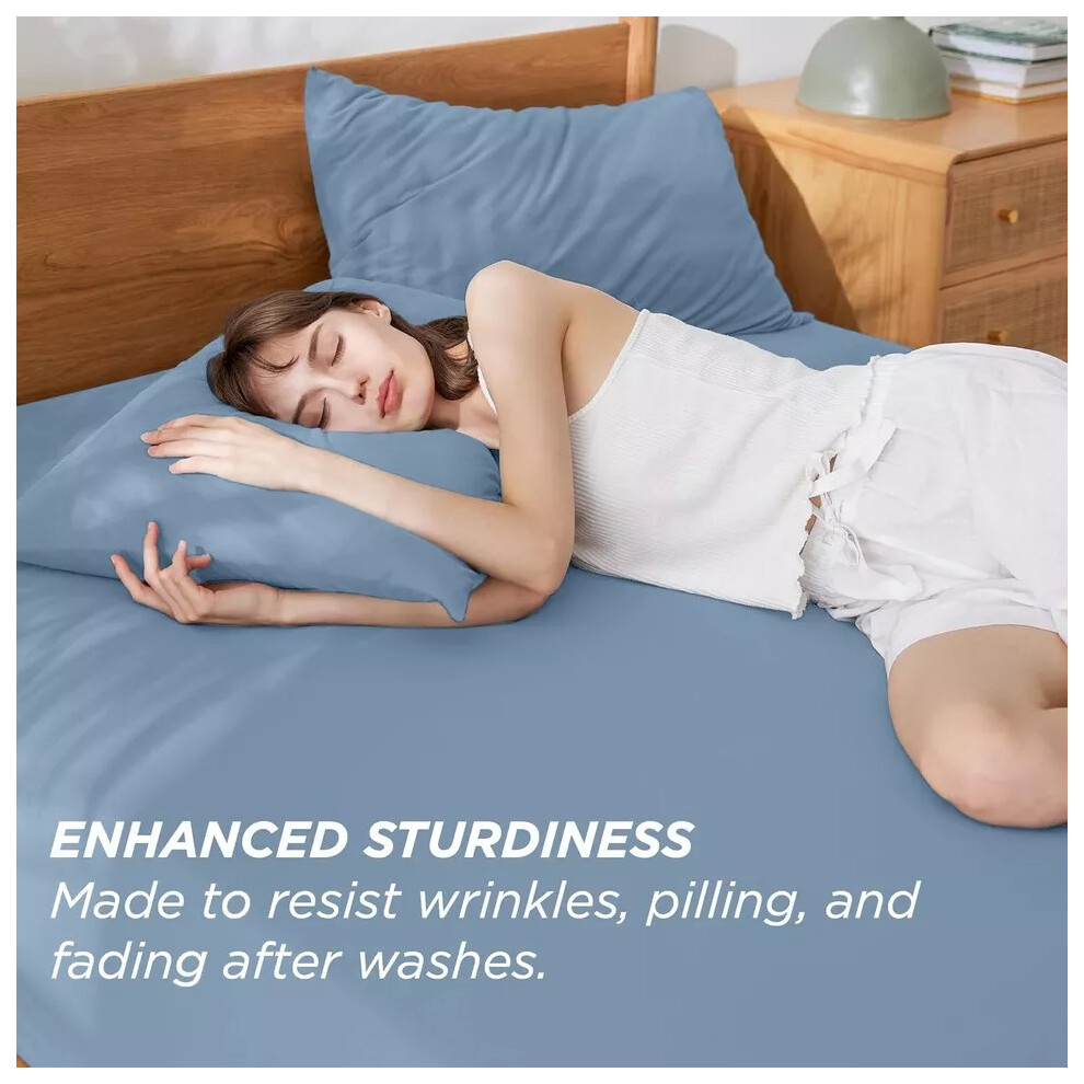 (King:150 x 200 cm, Light Blue) 30CM Xtra Deep Fitted Sheets 100% Cotton Bedsheets