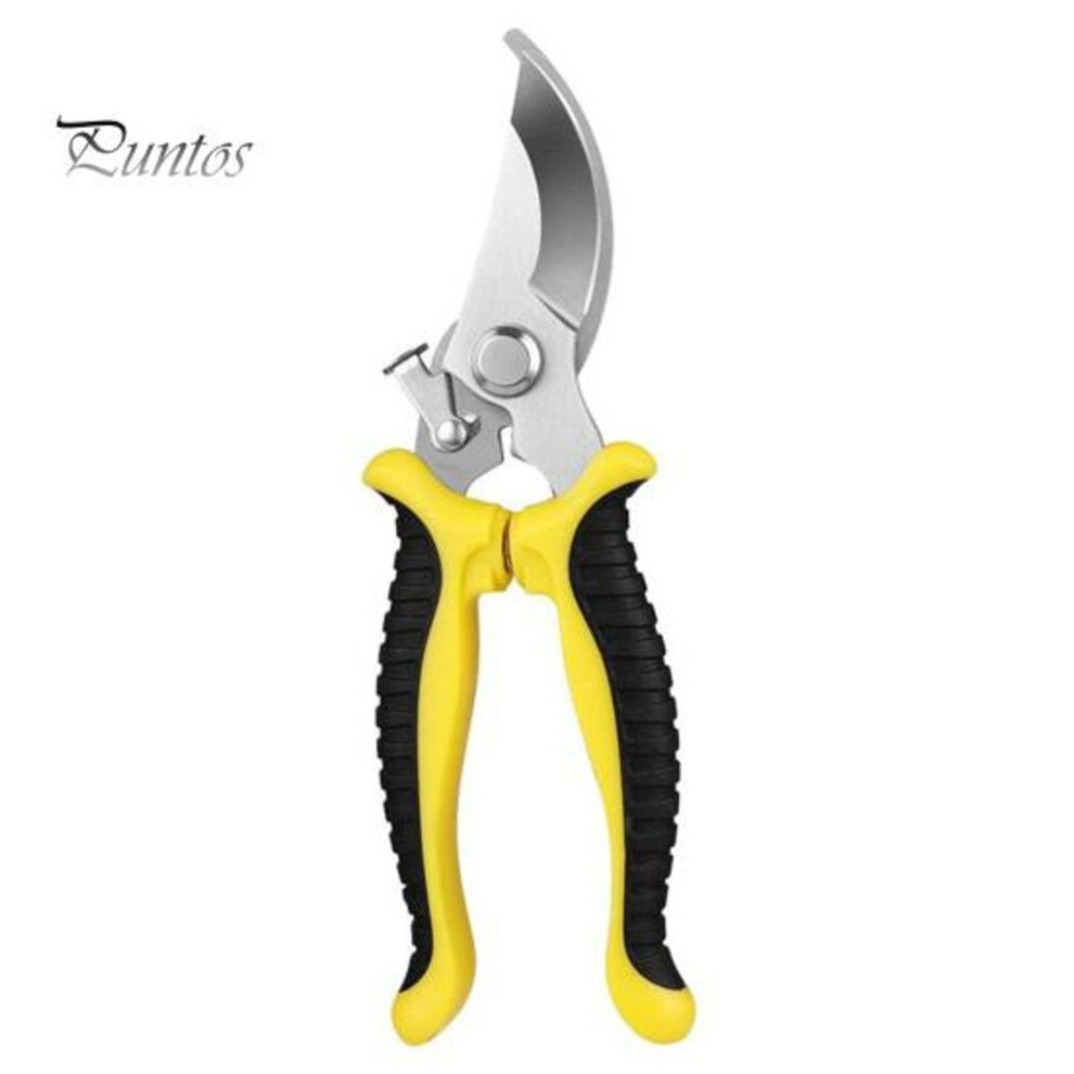 (yellow) Garden Pruning Shears Stainless Steel Gardening Shears Tree Branch Cutter Snips Sharp Scissors for Cutting Flower Hedge Stem