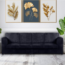 (Full Back, Black) Milo Jumbo Cord 4 Seater 2 Corner Jumbo Cord Sofa