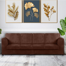 (Full Back, Brown) Milo Jumbo Cord 4 Seater 2 Corner Jumbo Cord Sofa