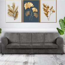 (Full Back, Grey) Milo Jumbo Cord 4 Seater 2 Corner Jumbo Cord Sofa