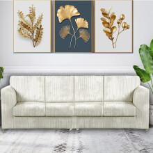 (Full Back, Cream) Milo Jumbo Cord 4 Seater 2 Corner Jumbo Cord Sofa